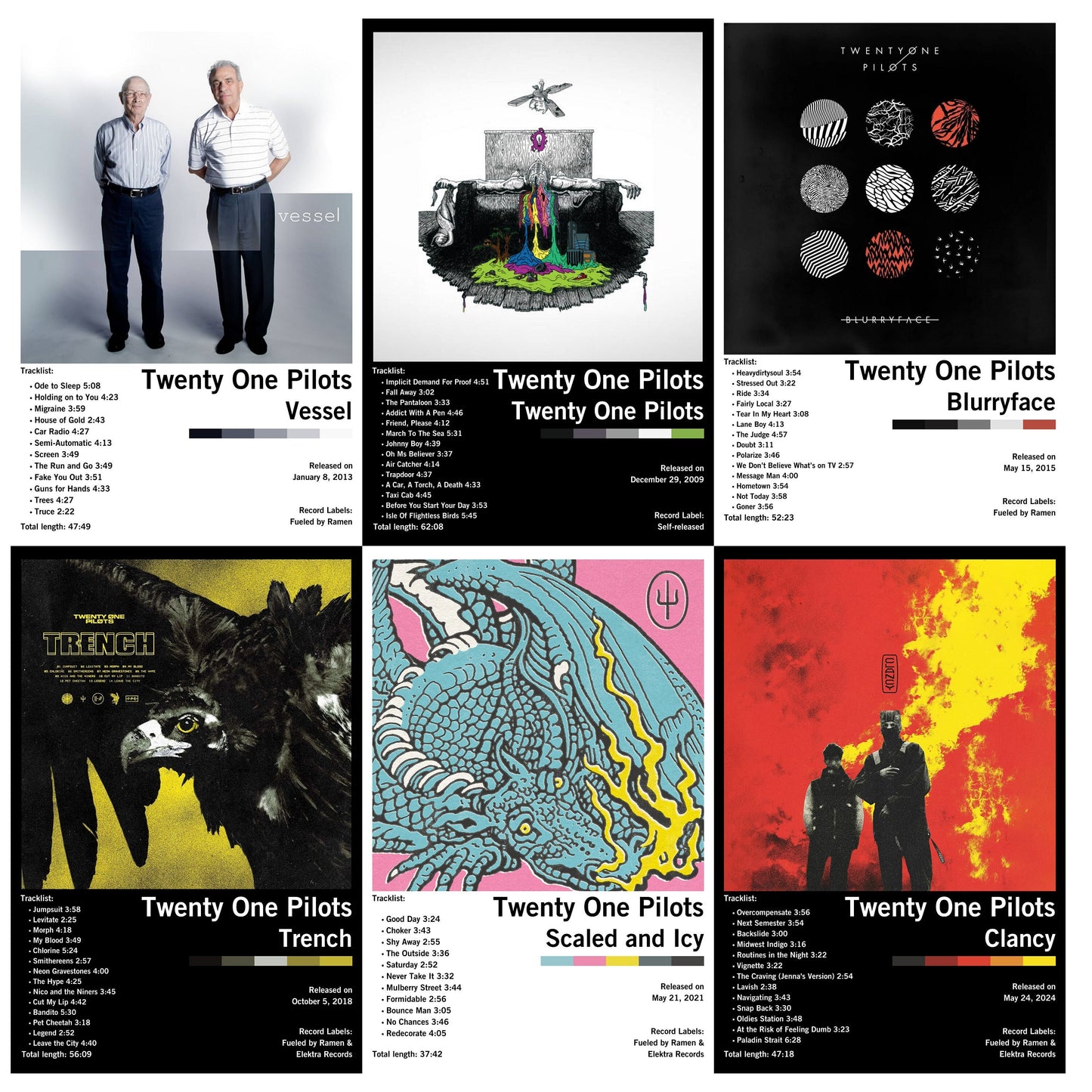 Set of 6 Twenty One Pilots Albums Covers Posters For The Price Of 5