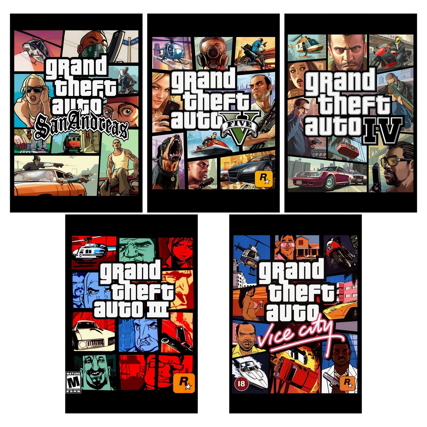 Set of 5 GTA Posters For The Price Of 4 UNFRAMED or DIGITAL