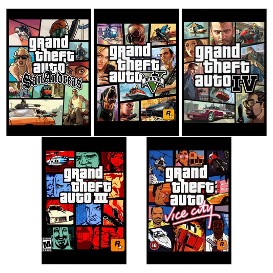 Set of 5 GTA Posters For The Price Of 4 UNFRAMED or DIGITAL